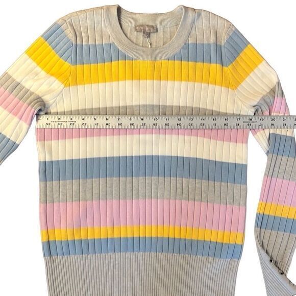 EVOLUTION BY CYRUS Sweater XL Pastel Stripes Feminine Spring Lightweight NWT - Picture 5 of 7